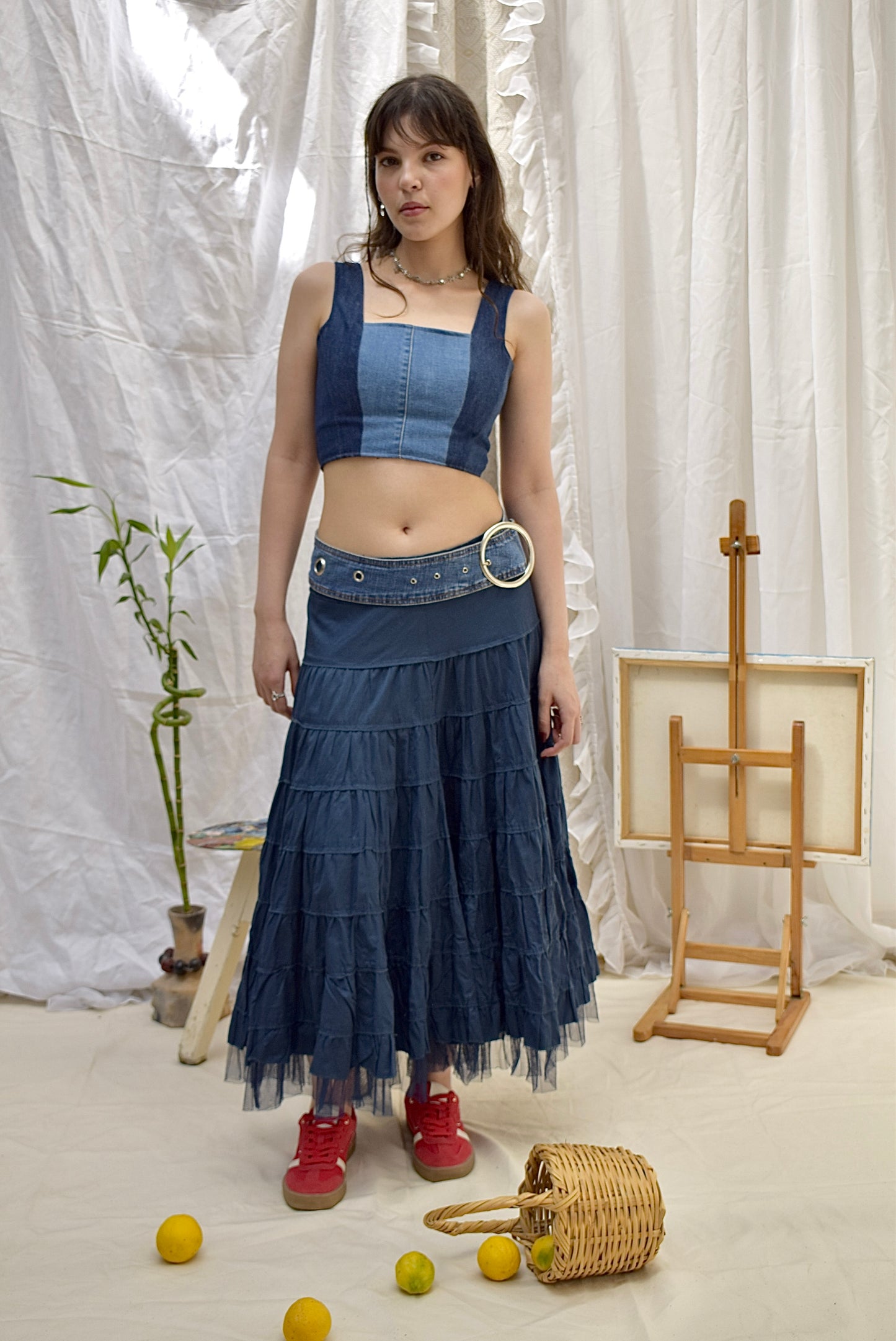 Denim corset